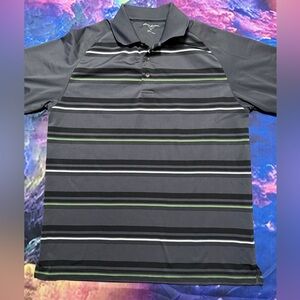 Stylish Men's Polo Shirt - Black and Green Stripes